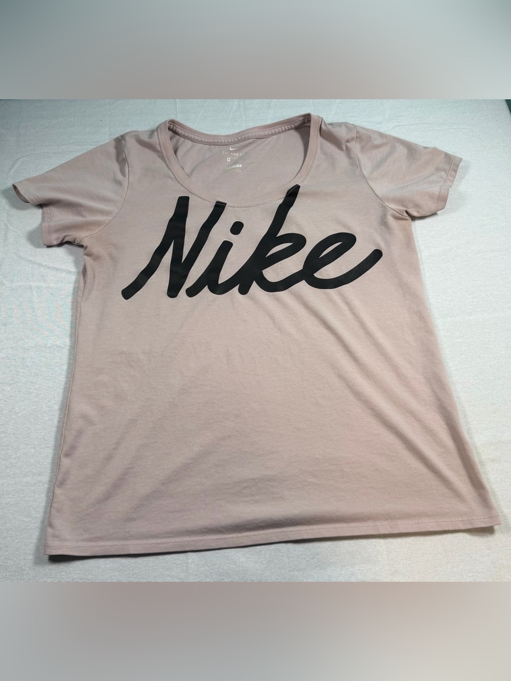 Nike Dri-FIT Dusty Pink Script Logo Scoop Neck Graphic Tee Medium